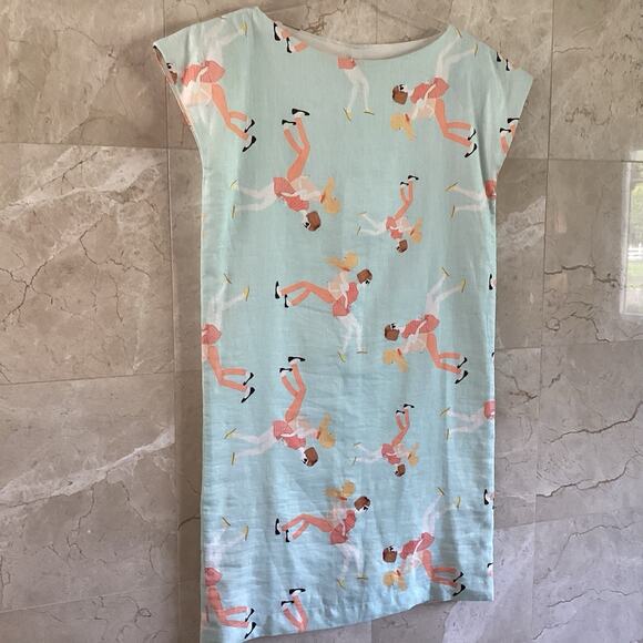 Noemiah Linen Sheath Dress NWT Whimsical Print, Canada Size XS, Art to Wear Rare - Picture 6 of 11